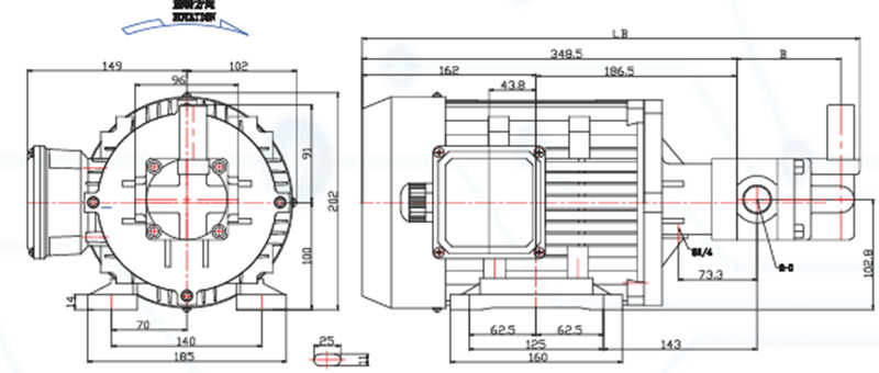 潤滑泵專用電機(jī)外形尺寸圖