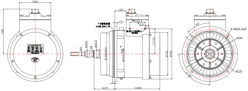 電動(dòng)搬運(yùn)車(chē)電機(jī)外形尺寸圖