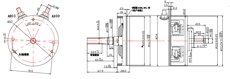 高爾夫車電機外形尺寸圖