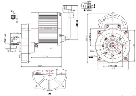 24V直流無(wú)刷電機(jī)外形尺寸圖